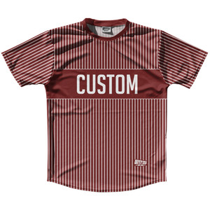 Pinstripes Custom Finish Line Running Shirt Track Cross Made In USA - Red Maroon and White