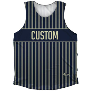 Pinstripes Custom Finish Line Athletic Tank Top - Blue Navy and Vegas Gold Pinstripes Custom Finish Line Athletic Tank Top - Blue Navy and Vegas Gold