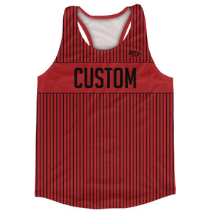 Pinstripes Custom Finish Line Running Track Tops Made In USA - Red Dark and Black Pinstripes Custom Finish Line Running Track Tops Made In USA - Red Dark and Black