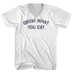 Grow What You Eat Adult Cotton V-neck T-shirt - White
