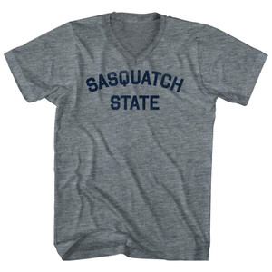Sasquatch State Tri-Blend V-neck Womens Junior Cut T-shirt - Athletic Grey Sasquatch State Tri-Blend V-neck Womens Junior Cut T-shirt - Athletic Grey