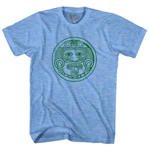 Mexico Aztec Sun Stone Adult Tri-Blend T-shirt - Athletic Blue Mexico Aztec Sun Stone Adult Tri-Blend T-shirt - Athletic Blue