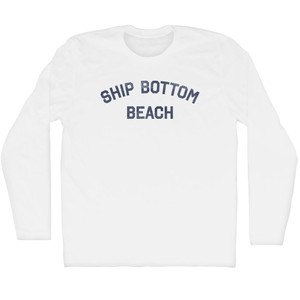 Ship Bottom Beach Adult Cotton Long Sleeve T-shirt - White