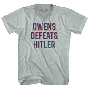 Owens Defeats Hitler Adult Tri-Blend V-neck T-shirt - Athletic Cool Grey Owens Defeats Hitler Adult Tri-Blend V-neck T-shirt - Athletic Cool Grey
