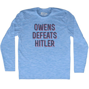 Owens Defeats Hitler Adult Tri-Blend Long Sleeve T-shirt - Athletic Blue Owens Defeats Hitler Adult Tri-Blend Long Sleeve T-shirt - Athletic Blue
