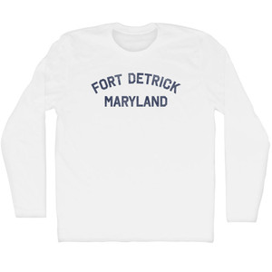 Fort Detrick Maryland Adult Cotton Long Sleeve T-shirt - White