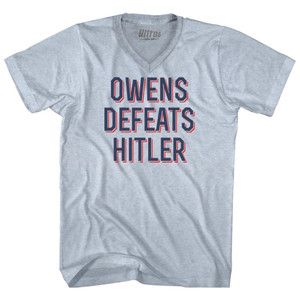 Owens Defeats Hitler Adult Tri-Blend V-neck T-shirt - Athletic White Owens Defeats Hitler Adult Tri-Blend V-neck T-shirt - Athletic White