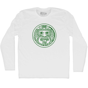 Mexico Aztec Sun Stone Adult Cotton Long Sleeve T-shirt - White