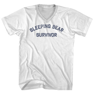 Sleeping Bear Survivor Adult Cotton V-neck T-shirt - White