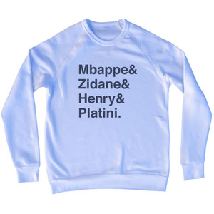 French Legends Mbappe, Zidane, Henry, Platini Adult Tri-Blend Sweatshirt - White French Legends Mbappe, Zidane, Henry, Platini Adult Tri-Blend Sweatshirt - White