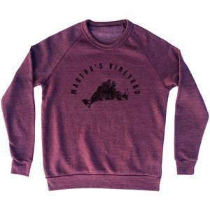 Martha's Vineyard Island Map Adult Tri-Blend Sweatshirt - Cranberry Martha's Vineyard Island Map Adult Tri-Blend Sweatshirt - Cranberry