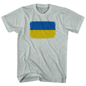 Ukraine Flag Distressed Adult Tri-Blend T-shirt - Athletic Cool Grey Ukraine Flag Distressed Adult Tri-Blend T-shirt - Athletic Cool Grey