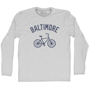 Baltimore Bike Adult Cotton Long Sleeve T-shirt - Grey Heather