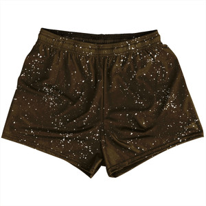 Splatter Womens & Girls Sport Shorts End Made In USA - Brown and White Splatter Womens & Girls Sport Shorts End Made In USA - Brown and White
