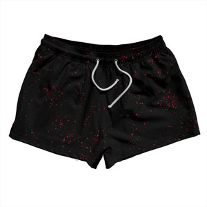 Splatter 2.5" Swim Shorts Made in USA - Black and Red Dark