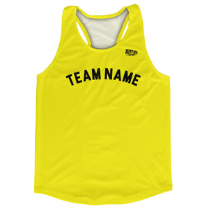 Custom Arched With Black Text Running Racerback Singlet - Yellow Bright Custom Arched With Black Text Running Racerback Singlet - Yellow Bright