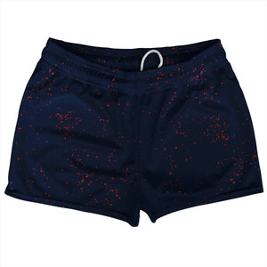 Splatter Shorty Short Gym Shorts 2.5" Inseam Made In USA - Blue Navy and Red Dark Splatter Shorty Short Gym Shorts 2.5" Inseam Made In USA - Blue Navy and Red Dark