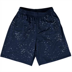 Splatter Basketball Practice Shorts Made In USA - Blue Navy And Grey Medium