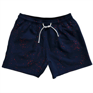 Splatter 5" Swim Shorts Made in USA - Blue Navy and Red Dark