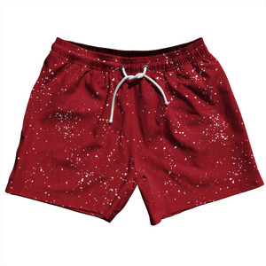 Splatter 5" Swim Shorts Made in USA - Red Cardinal and White