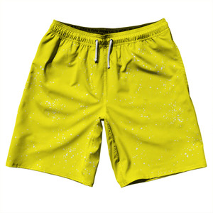 Splatter 10" Swim Shorts Made in USA - Yellow Bright and White
