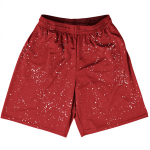 Splatter Basketball Practice Shorts Made In USA - Red Dark and White Splatter Basketball Practice Shorts Made In USA - Red Dark and White