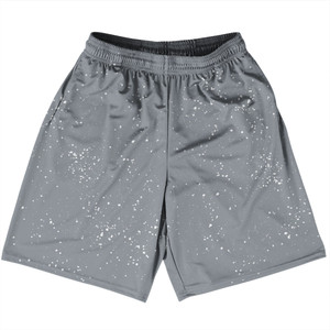 Splatter Basketball Practice Shorts Made In USA - Grey Dark and White Splatter Basketball Practice Shorts Made In USA - Grey Dark and White