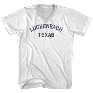 Luckenbach Texas Adult Cotton V-neck T-shirt - White