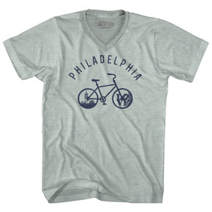 Philadelphia Bike Adult Tri-Blend V-neck T-shirt - Athletic Cool Grey Philadelphia Bike Adult Tri-Blend V-neck T-shirt - Athletic Cool Grey