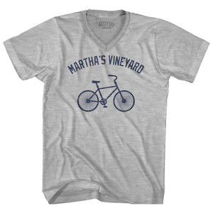 Martha's Vineyard Bike Adult Cotton V-neck T-shirt - Grey Heather Martha's Vineyard Bike Adult Cotton V-neck T-shirt - Grey Heather