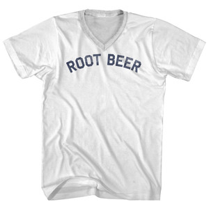 Root Beer Adult Cotton V-neck T-shirt - White