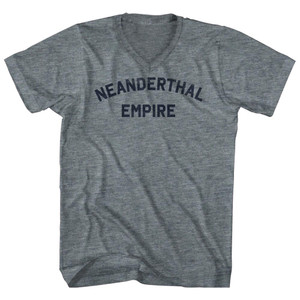 Neanderthal Empire Adult Tri-Blend V-neck T-shirt - Athletic Grey Neanderthal Empire Adult Tri-Blend V-neck T-shirt - Athletic Grey