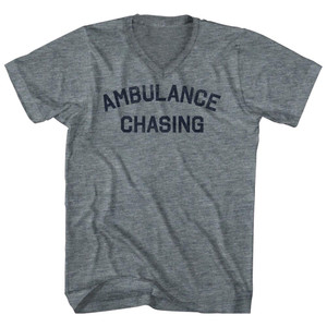 Ambulance Chasing Adult Tri-Blend V-neck T-shirt - Athletic Grey