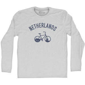 Netherlands Vintage Bikes Adult Cotton Long Sleeve T-shirt - Grey Heather Netherlands Vintage Bikes Adult Cotton Long Sleeve T-shirt - Grey Heather