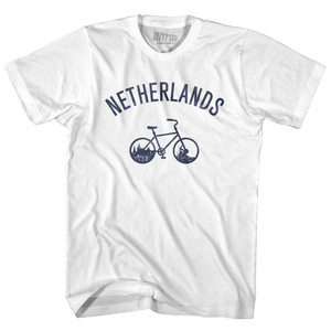 Netherlands Vintage Bikes Womens Cotton Junior Cut T-Shirt - White Netherlands Vintage Bikes Womens Cotton Junior Cut T-Shirt - White