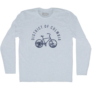 District Of Columbia Bike Adult Tri-Blend Long Sleeve T-shirt - Athletic White