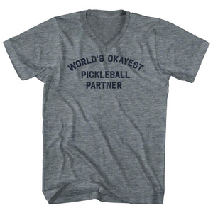 World's Okayest Pickleball Partner Tri-Blend V-neck Womens Junior Cut T-shirt - Athletic Grey World's Okayest Pickleball Partner Tri-Blend V-neck Womens Junior Cut T-shirt - Athletic Grey