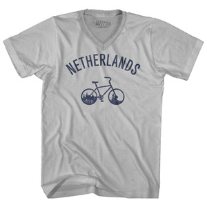 Netherlands Vintage Bikes Adult Tri-Blend V-neck T-shirt - Cool Grey Netherlands Vintage Bikes Adult Tri-Blend V-neck T-shirt - Cool Grey