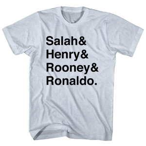 Salah, Henry, Rooney And Ronaldo English League Mount Rushmore Soccer Legends (Black Text) Adult Tri-Blend T-shirt - Athletic White Salah, Henry, Rooney And Ronaldo English League Mount Rushmore Soccer Legends (Black Text) Adult Tri-Blend T-shirt - Athletic White