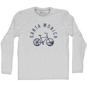 Santa Monica Bike Adult Cotton Long Sleeve T-shirt - Grey Heather