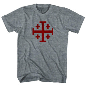 Jerusalem Cross (Red Art) Adult Tri-Blend T-shirt - Athletic Grey Jerusalem Cross (Red Art) Adult Tri-Blend T-shirt - Athletic Grey