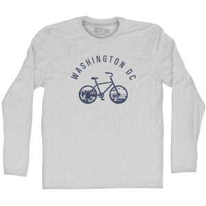 Washington DC Bike Adult Cotton Long Sleeve T-shirt - Grey Heather Washington DC Bike Adult Cotton Long Sleeve T-shirt - Grey Heather