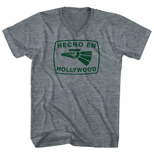 Hecho En Hollywood Eagle Tri-Blend V-neck Womens Junior Cut T-shirt - Athletic Grey