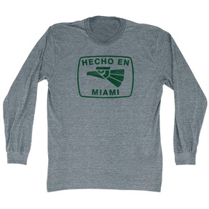Hecho En Miami Eagle Adult Tri-Blend Long Sleeve T-shirt - Athletic Grey