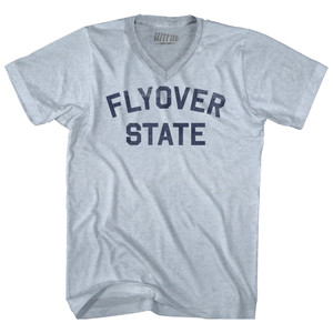 Flyover State Adult Tri-Blend V-neck T-shirt - Athletic White