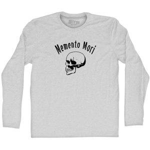 Memento Mori (Remember You Must Die) Skull Adult Cotton Long Sleeve T-shirt - Grey Heather Memento Mori (Remember You Must Die) Skull Adult Cotton Long Sleeve T-shirt - Grey Heather