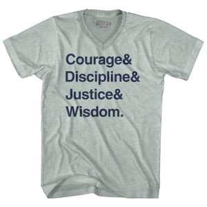 Four Virtues of Stoicism Adult Tri-Blend V-neck T-shirt - Athletic Cool Grey Four Virtues of Stoicism Adult Tri-Blend V-neck T-shirt - Athletic Cool Grey