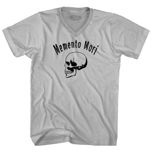 Memento Mori (Remember You Must Die) Skull Adult Tri-Blend V-neck T-shirt - Cool Grey Memento Mori (Remember You Must Die) Skull Adult Tri-Blend V-neck T-shirt - Cool Grey