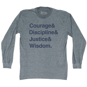 Four Virtues of Stoicism Adult Tri-Blend Long Sleeve T-shirt - Athletic Grey Four Virtues of Stoicism Adult Tri-Blend Long Sleeve T-shirt - Athletic Grey