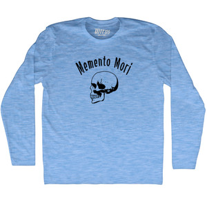 Memento Mori (Remember You Must Die) Skull Adult Tri-Blend Long Sleeve T-shirt - Athletic Blue Memento Mori (Remember You Must Die) Skull Adult Tri-Blend Long Sleeve T-shirt - Athletic Blue